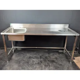 Plonge inox 1 bac + vide ordure 1900x700x900