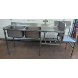 Plonge inox sur mesure 2 bacs 2200x700x900