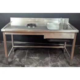 Plonge inox 1 bac + trou de vidange 1500x600x850