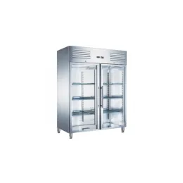 Armoire inox positive avec évaporateur ventilé - 2 portes vitrées - 1400 L - Furnotel
