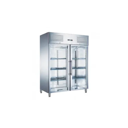 Armoire inox positive avec évaporateur ventilé - 2 portes vitrées - 1400 L - Furnotel