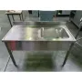 Plonge inox 1 bac - Egouttoir à droite - Profondeur 700 mm - Longueur 1400 mm - Piètement simple - Nosem