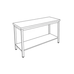 Table inox profondeur 700 mm - Longueur 2000 mm - Avec étagère - Nosem