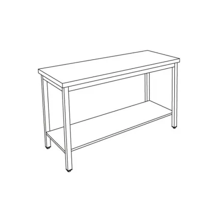 Table inox profondeur 700 mm - Longueur 2000 mm - Avec étagère - Nosem