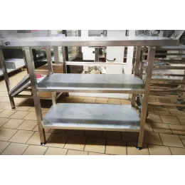 Table inox avec 2 étagères basses